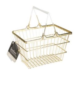 CESTO 18X13X8CM DOURADO/BRANCO#